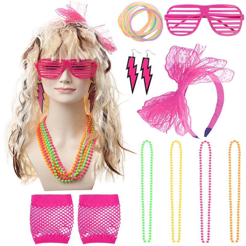 Mixed color flame retardant women's wig set curved wig 20 inches multi-color suitable for all occasions during the festival decoration