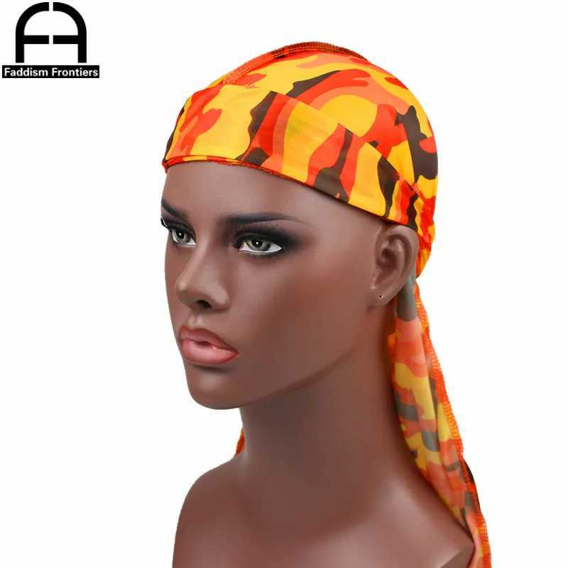 Fashion Camo Mens Silky Durags Turban Print Men Silk Durag Headwear Bandanas Headband Hair Accessories Pirate Hat Waves Rags M250623