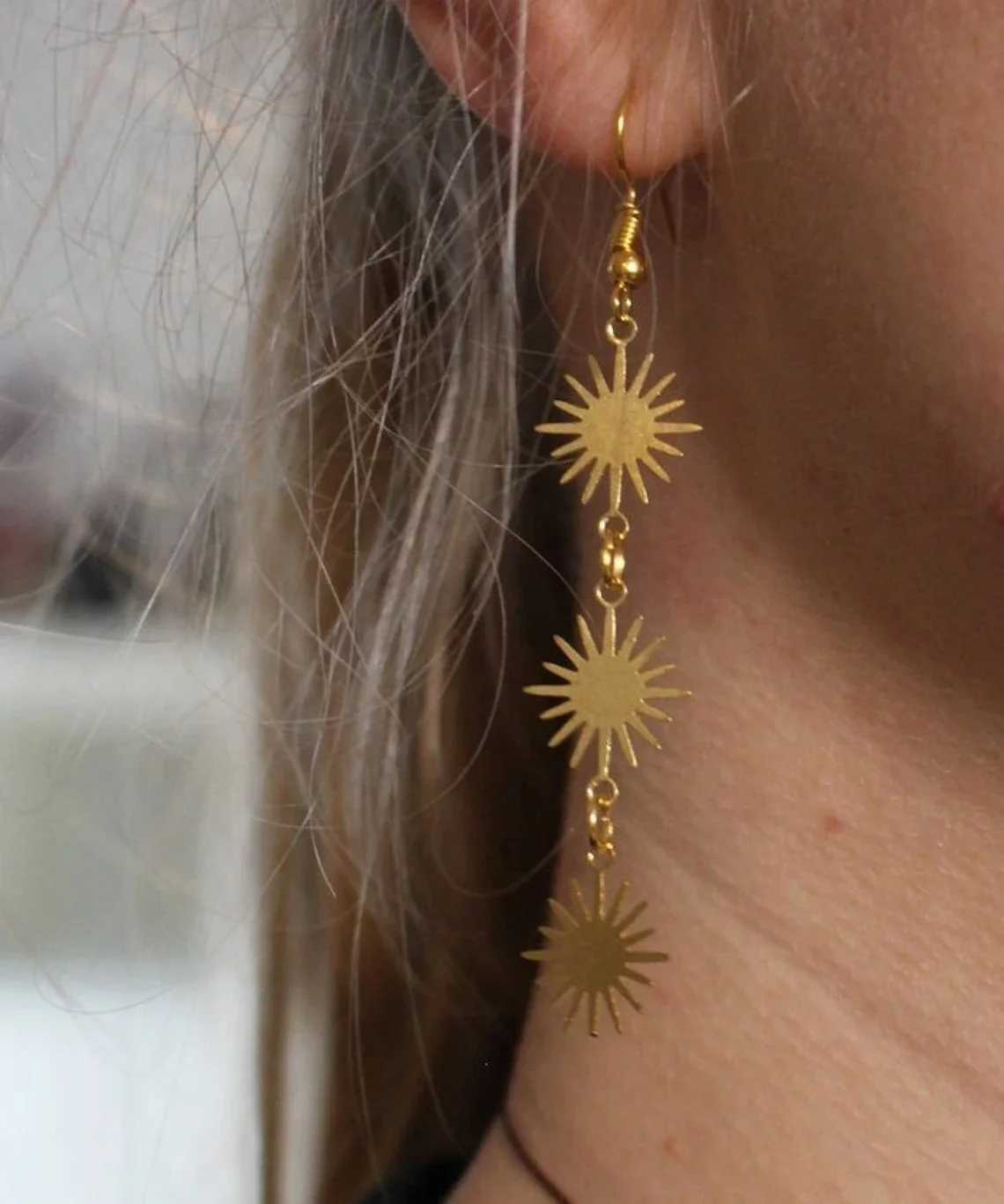 Sun Earrings Boho Jewelry Sun Jewelry Astrology Earrings Gold Color Sun Earrings Dazzling Gold Color Sun EarringsXJ250623