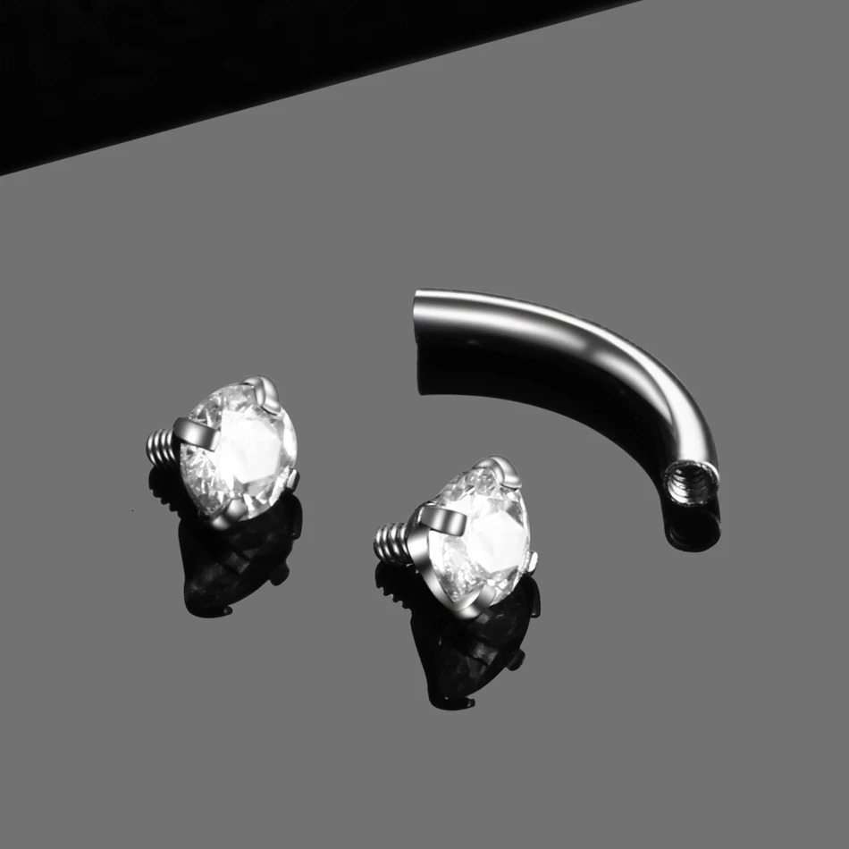 1PC Steel Crystal Gem Eyebrow Ring Tragus Helix Rook Earring Piercings Curved Banana Piercing Bijoux Lip Rings Jewelry 16G 250613