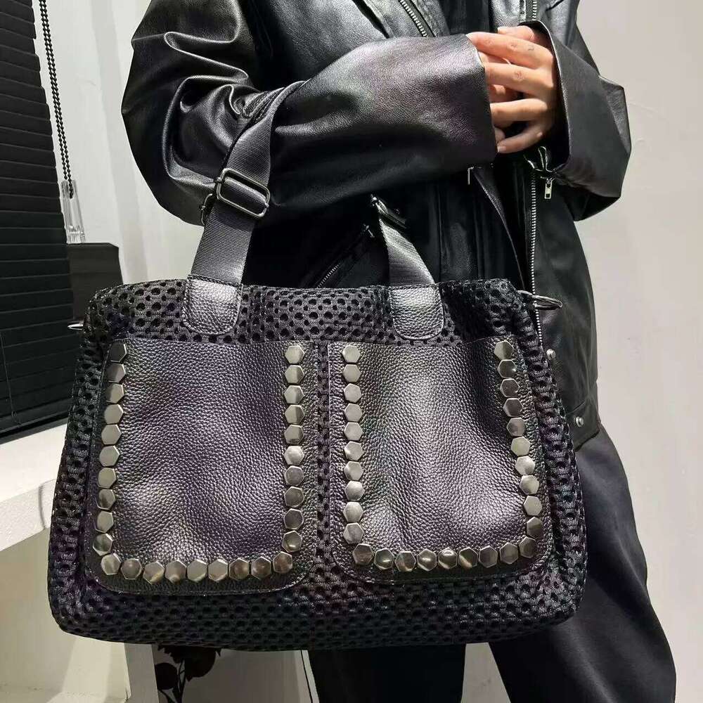 Luxury Bag Ladies' Fashion Nylon Mesh Splicing Handbag Large Capacity Personalized Double Sided Available Shoulder Bag