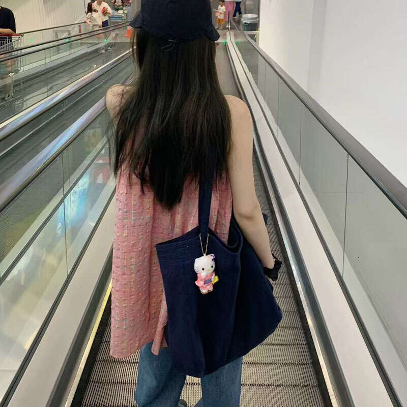 New Korean Single Shoulder for Women, Versatile Large Capacity Canvas College Student Artistic Style Class Bag, Commuter Bag