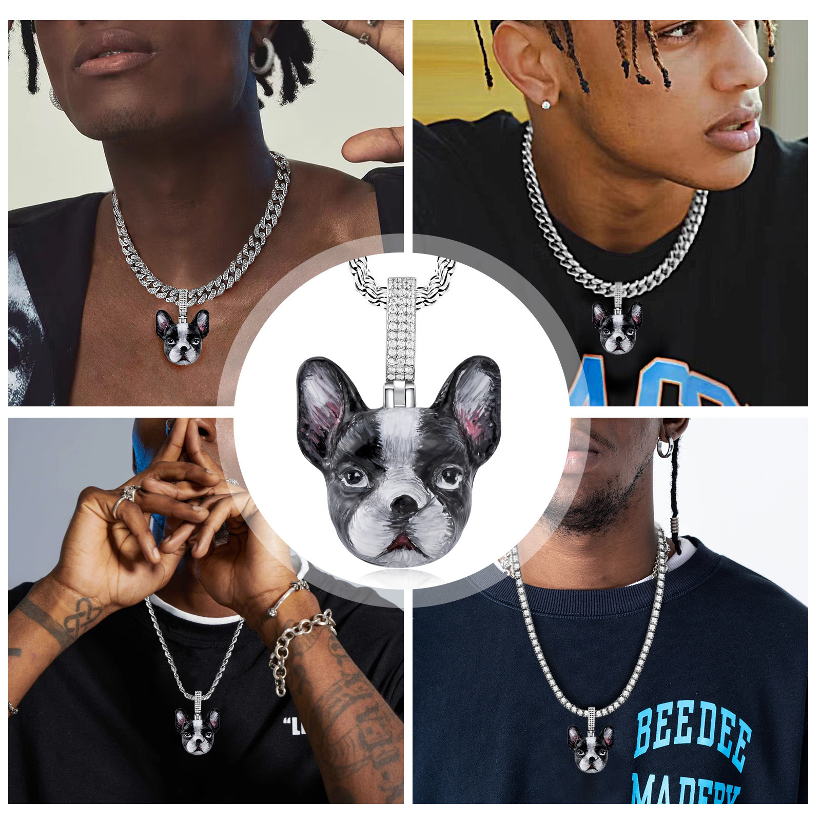 Luxury Hip Hop Sphynx Cat Pendant Niche Design Cute Kitty Personalized Statement Choker Necklace Pass the diamond tester