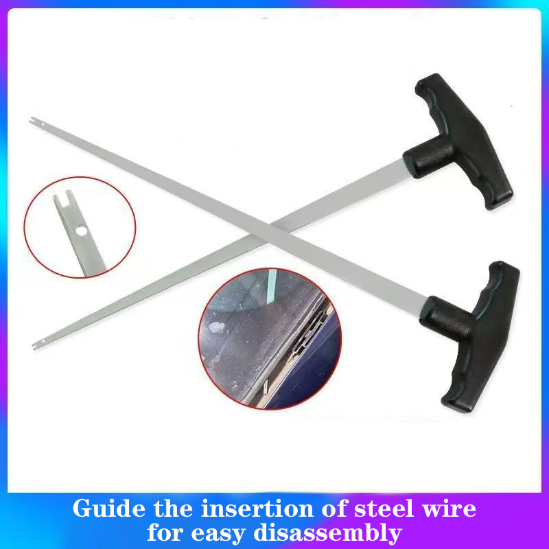 Automotive glass disassembly threading tool, extended threading, pull-out threading