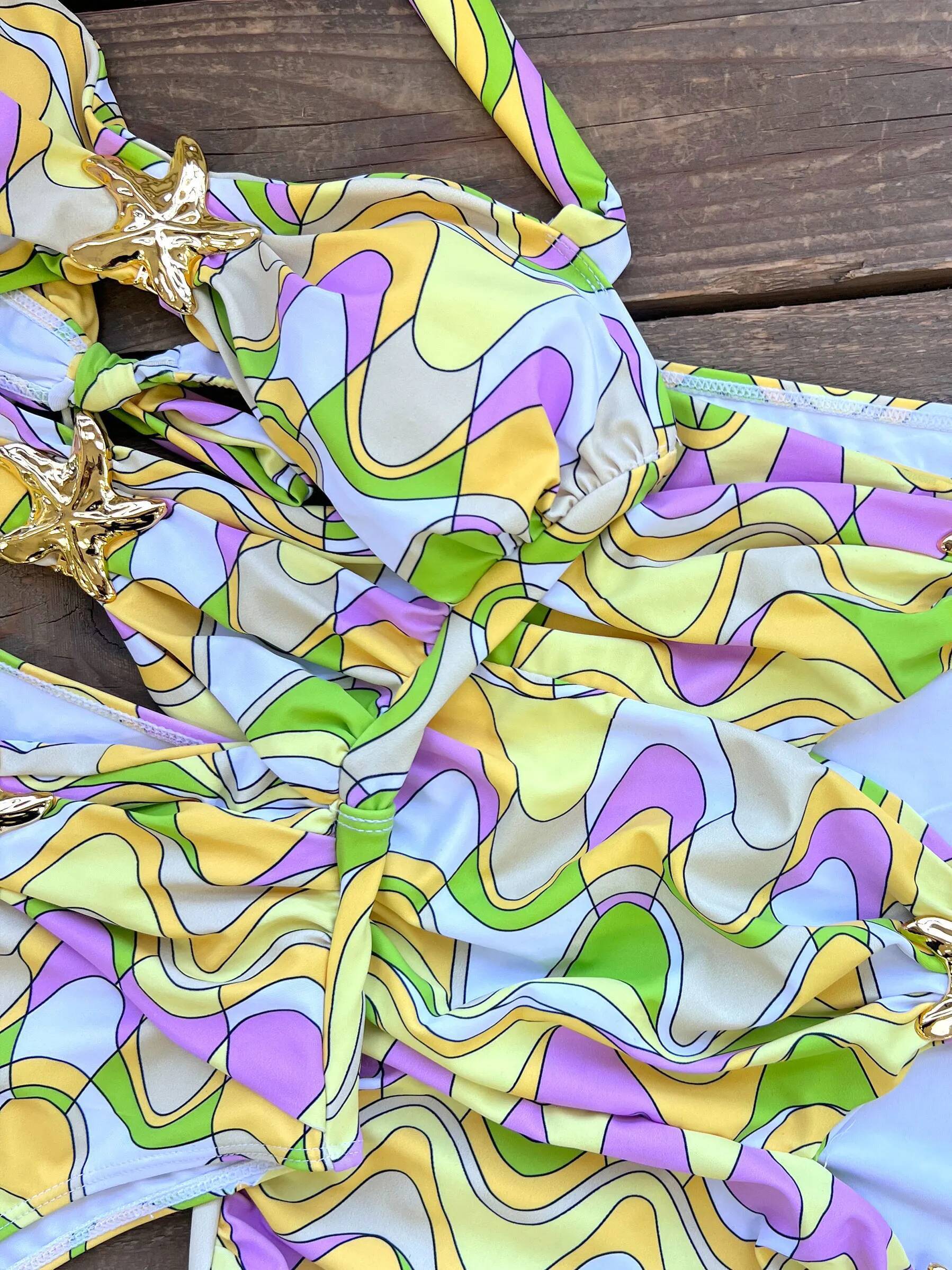 Sexy Starfish Bikini With Women Two-Pieces Swimsuit 2025 New High Fork Skirt Set Biquini Swimwear For Girl Clothing