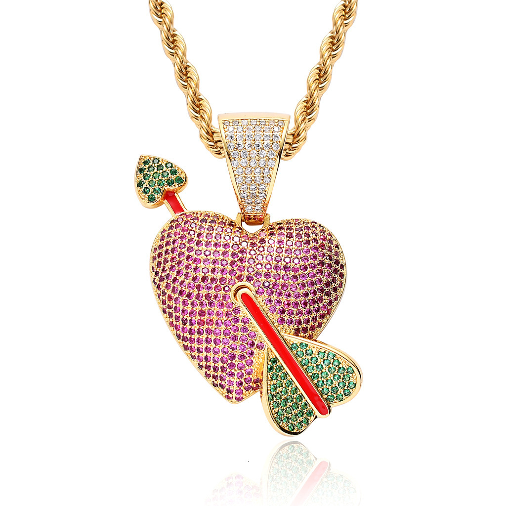 Luxury Jewelry Hip Hop Necklace Heart Pendant Iced Out Colorful Moissanite Unique Creative Accessory Pass the diamond tester