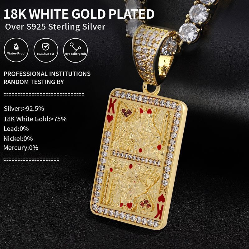 Hip Hop Square Diamond Inlaid Pendant Trendy Brand Men's Unique Necklace Diamond Certified