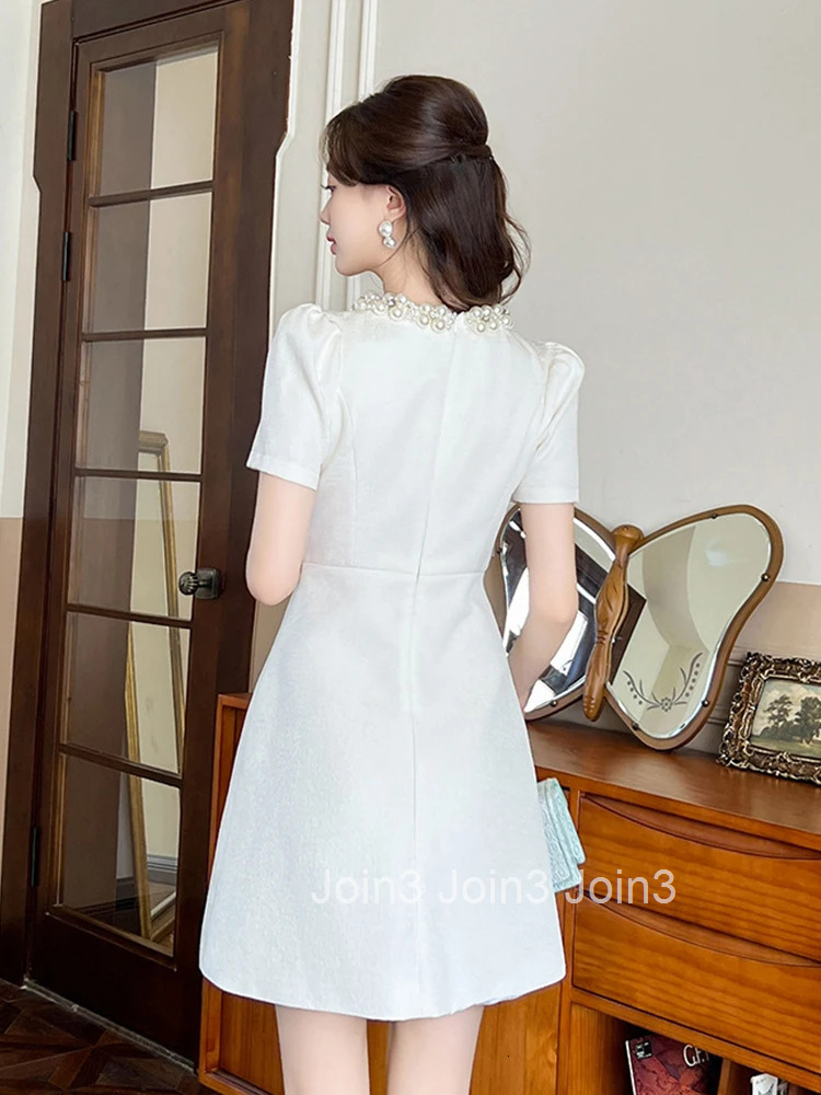 Simple Black Vintage Short Evening Dress Women Clothes New Summer Elegant Pearl O-Neck Slim Mini Party Club Prom Vestidos Fiesta