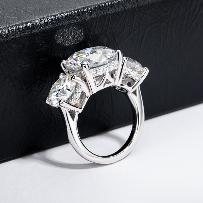 GRA D VVS 1pcs 6ct 2pcs 2.5ct Brilliant Cut Moissanite Diamond 925 Silver Ring Engagement Three Stone Ring for Women
