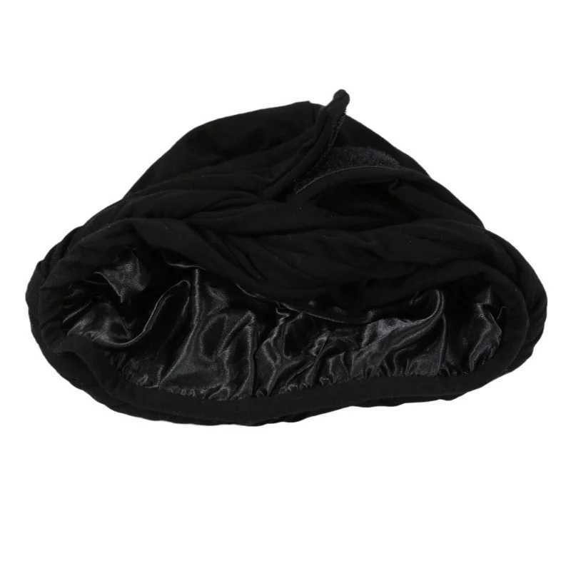 New Men Woman Double Layer Satin Lining Night Cap Unisex Adjustable Satin Inside Velvet Designer Durag Braided Silk Turban Hats M250623