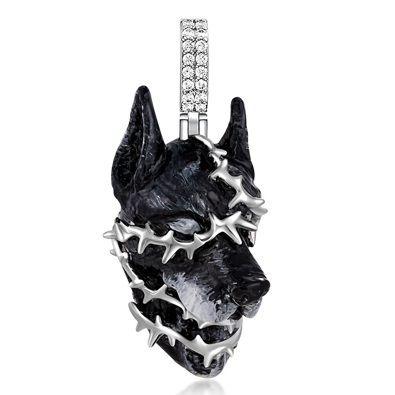 Enamel Doberman Pinscher Pendant Necklace, Oil Glue DIY Jewelry Accessory for Punk Trendy Men Moissanite necklaces