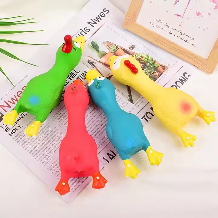 Rubber Squeaky Bird Dog Toys for Puppy Dogs Teeth Grinding Cleaning Training Interactive Chewing Dog Toys 4pcs/Pack