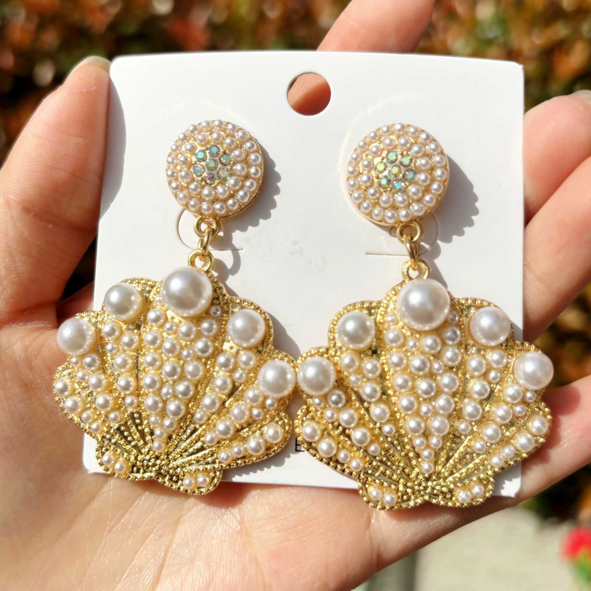 Vedas Bling Zircon Faux Pearl Shell Dangle Earrings For Women Exquisite Summer Beach Sea Animal Jewelry Banquet Accessory XJ250623