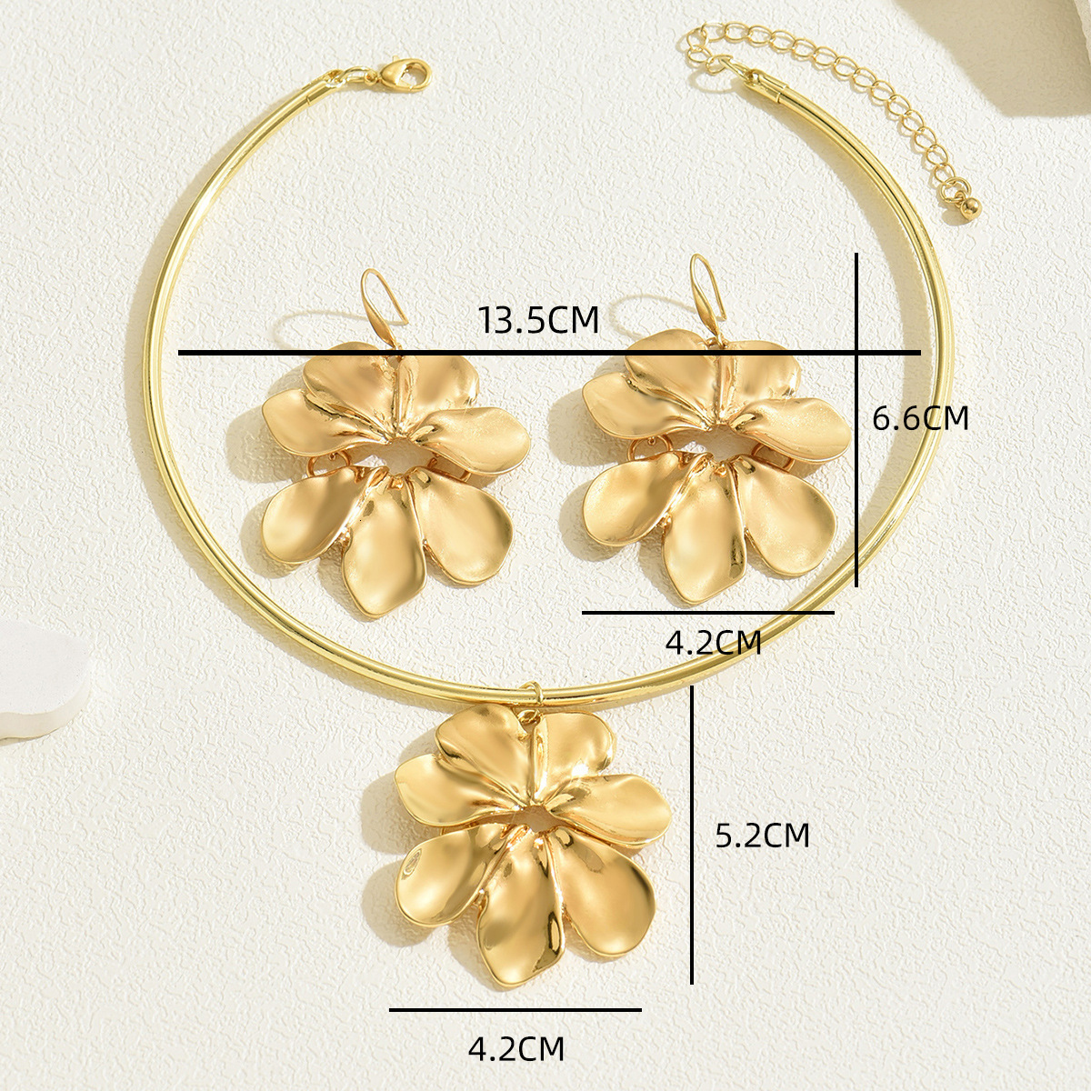 Fashion Style Women's Necklace And Earring Jewelry Set Flower Drop Earrings High-End Design Choker