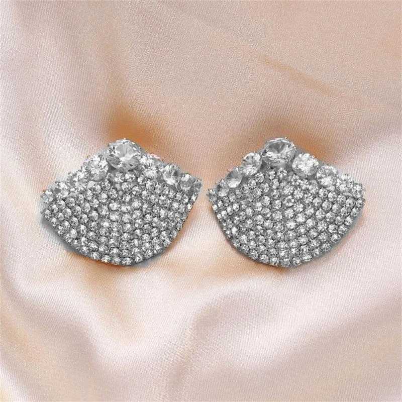 X4YC Fashionable Womens Alloy Crystal Shell Nipple Covers Pasties with Glittering Rhinestones Raves Party Chest Stickers Bra W250624