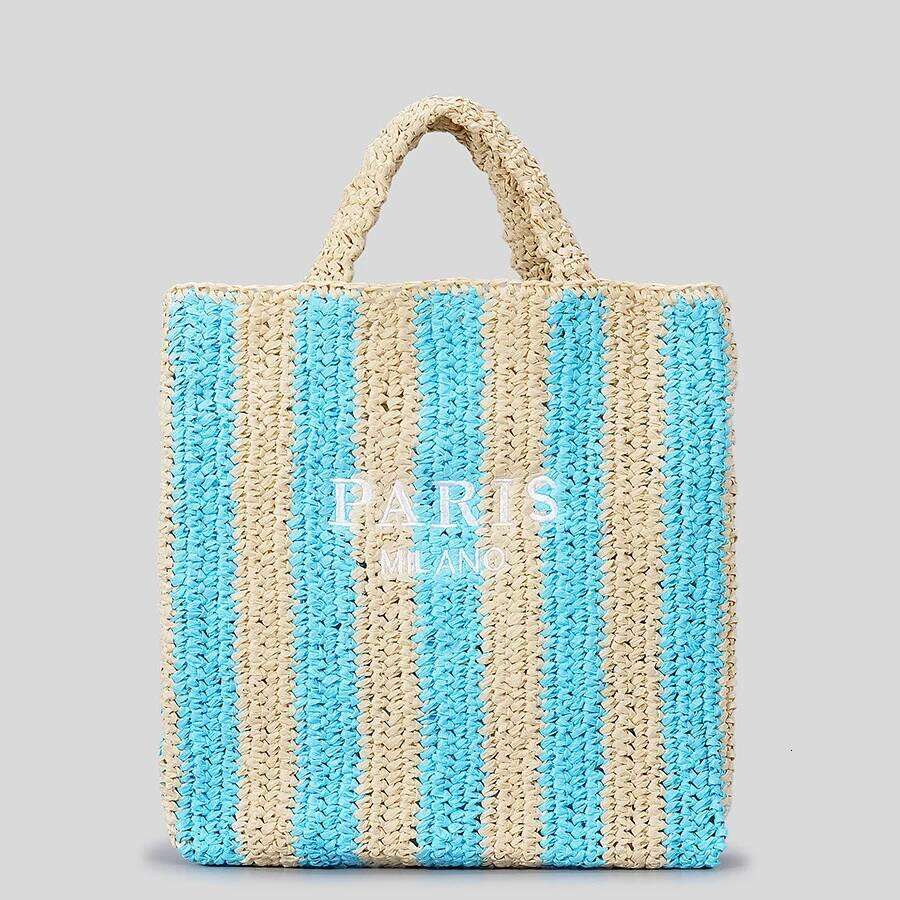 Woven Designer Bags For Women Handbags Summer Striped Straw Candy Color Travel Beach 2024 Handmade Paper Rope Tote Bag