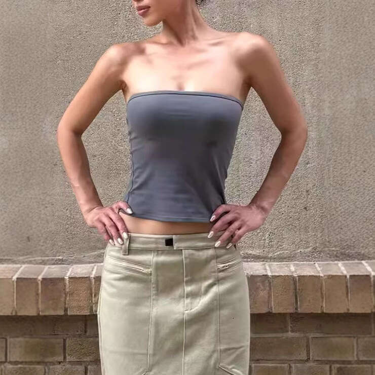 Sexy Pure Desire Hot Girl Bare Sensation Elastic One-Piece Tube Top American Style Sports Skin-Friendly Base Wrap Chest Women B5