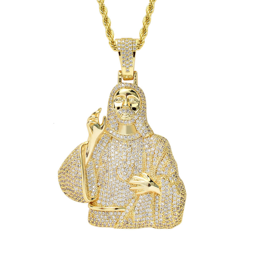 Men's Personalized Human Head Pendant 18K Gold Diamond Studded Moissanite Hip Hop Necklace Pass the diamond tester