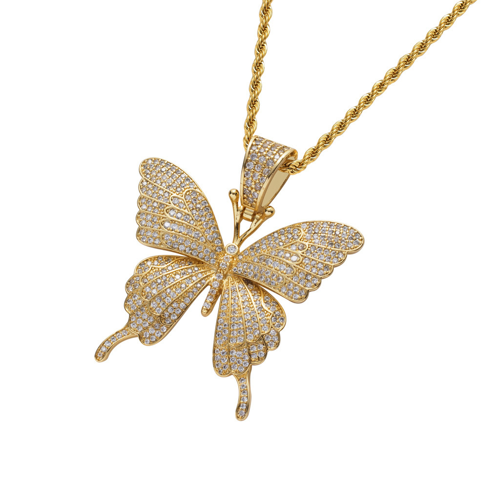 Luxury Hip Hop Jewelry Butterfly Pendant Iced Out Unique Trendsetter Top Grade Moissanite Necklace Pass the diamond tester