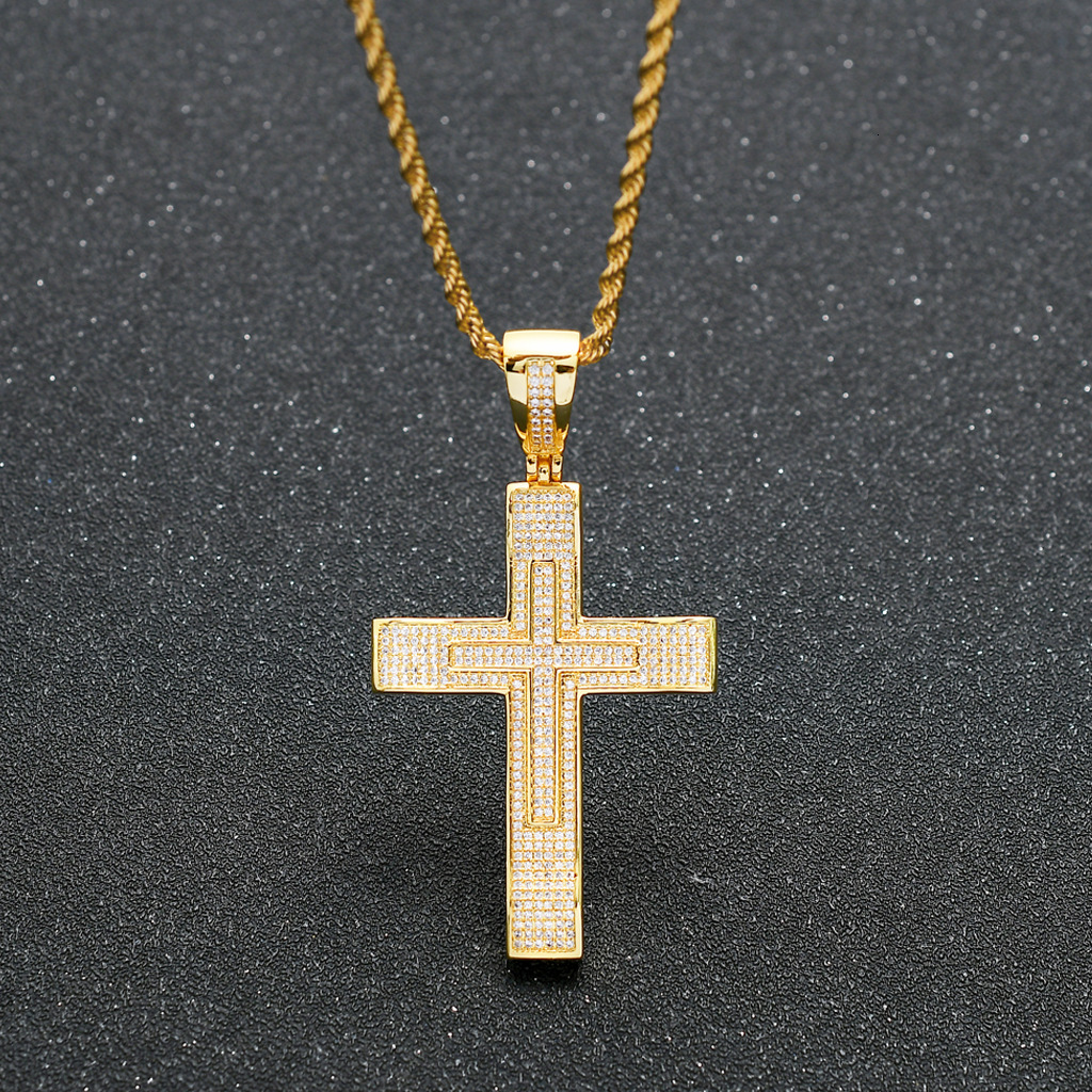 New Arrival Cross Hip Hop Pendant Iced Out Real Gold Luxury Moissanite Religious Jewelry Pass the diamond tester