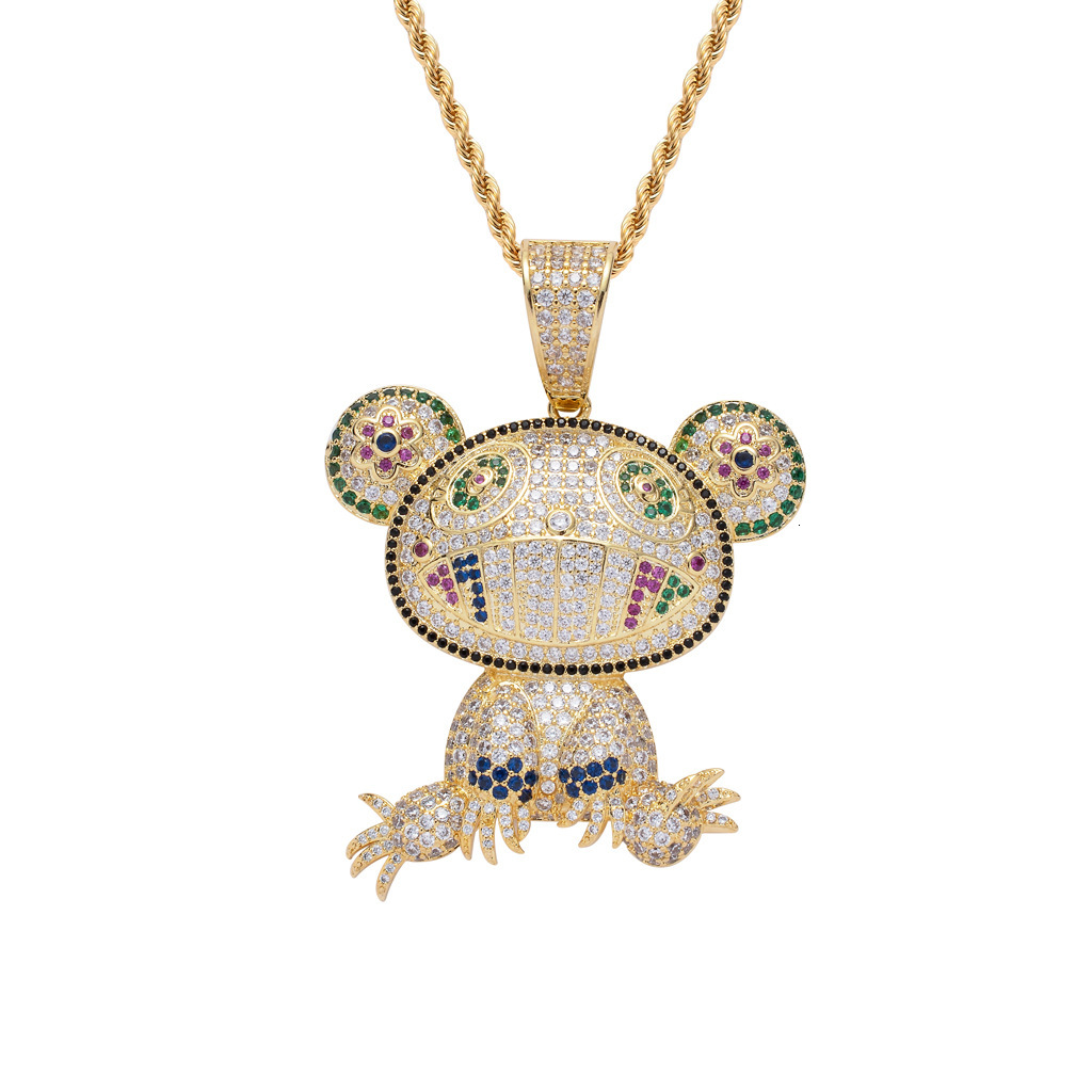 Hip Hop Necklace Colorful Frog Iced Out Pendant Unique Trendy Accessory Pendant Moissanite Pass the diamond tester