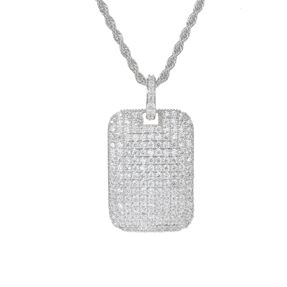Moissanite Jewelry New Arrival Dog Tag Iced Out Pendant Square Plate Bling Hip Hop Pendant Trendy Swag Hip Hop Accessory Pass the diamond tester