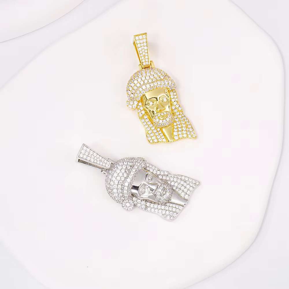 High Grade Polished 925 Silver Mossanite Diamond Jewelry Jesus Pendants Necklaces White Gold/Yellow Gold Hip Hop Fashion Jewelry