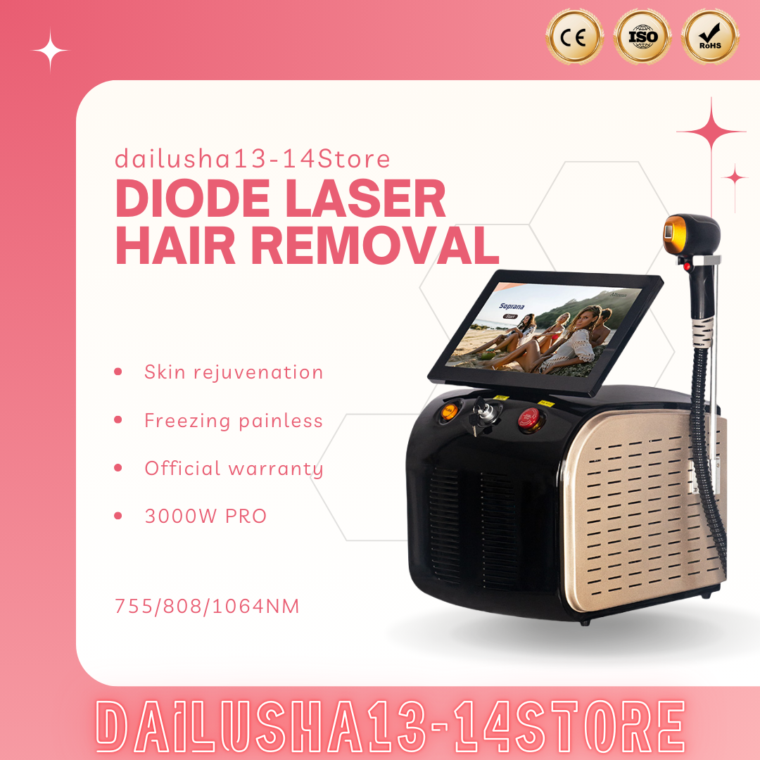 Professional Diode Ice Titanium Laser Body Hair Removal Machine 3 Wavelength 755/808/1064nm Face Hair Remove for Salon Epilator