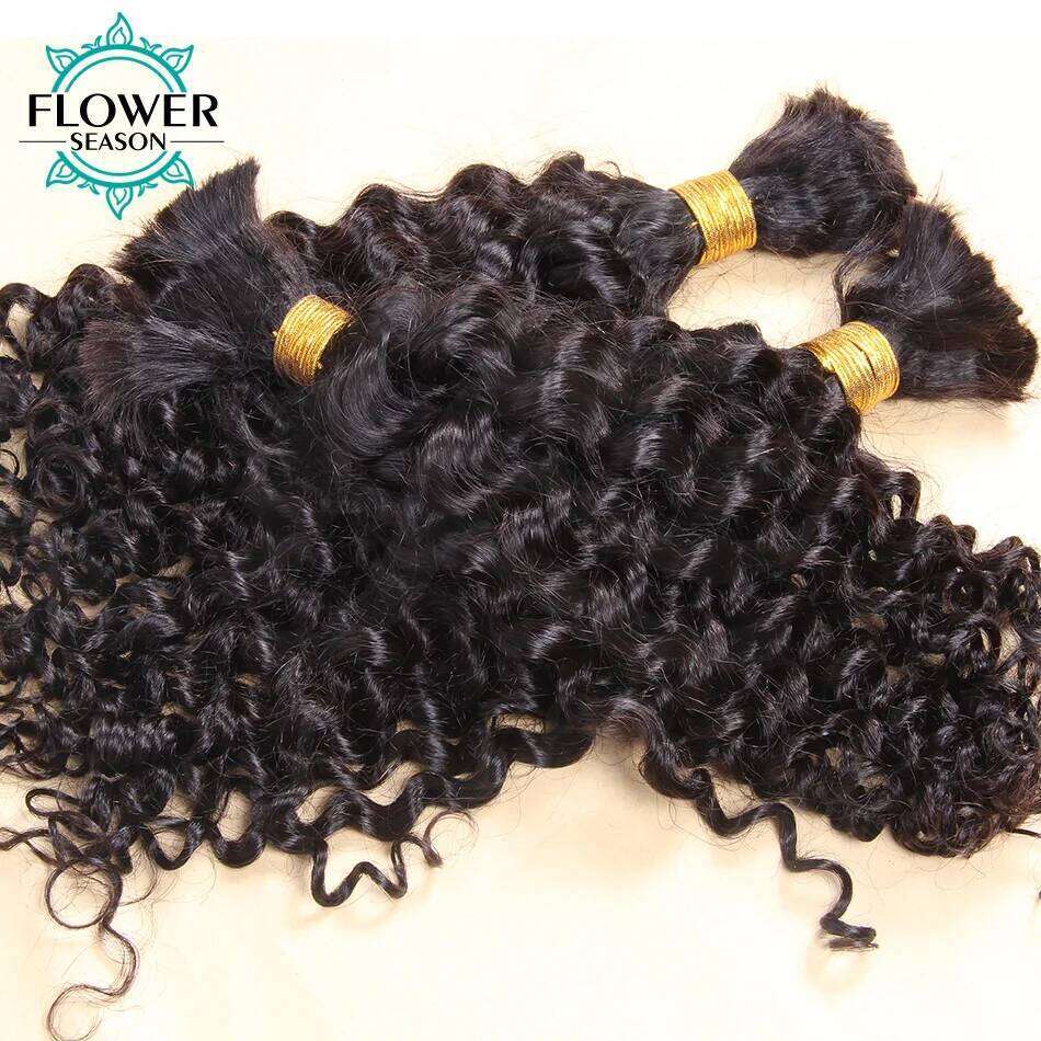 For Braiding Wholesale Burmese Boho Braids Human Extensions No Weft Double Drawn Curly Hair Bulk 3Bundles