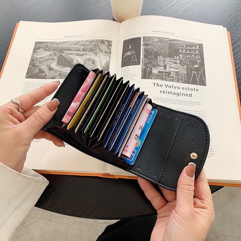 Designer Purses For Women Wallet Women Storage Travel Minimalist Vintage Canvas Faux Leather Wallet Mini Snap Magnetic Black Card Holder Cash Compartm