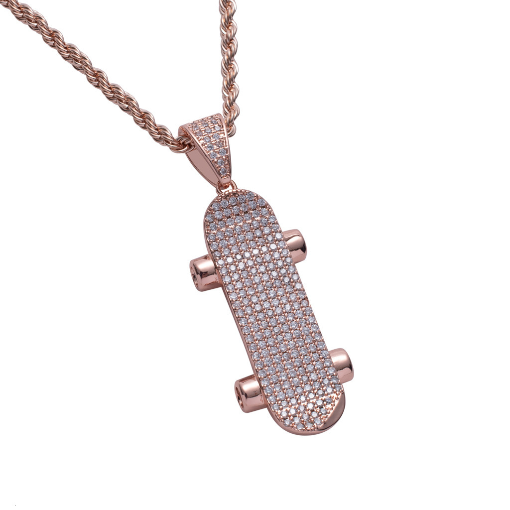 Luxury Moissanite Jewelry Hip Hop Skateboard Pendant Necklace Iced Out Unique Trendy Brand Cool Accessory Pass the diamond tester