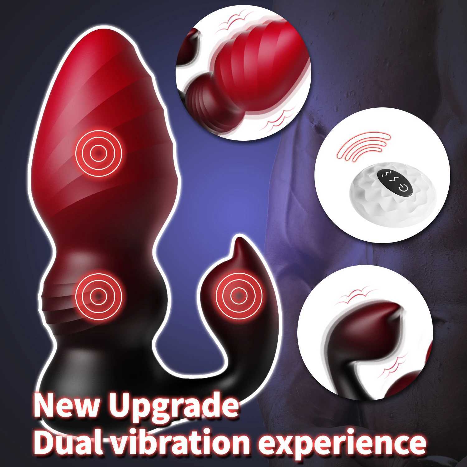 2 IN 1 Adult Sex Toys Butt Anal Plug Clitoris Stimulator Remote with Control Vibrator 7 Vibrating Frequencies for Women/Couples W250624