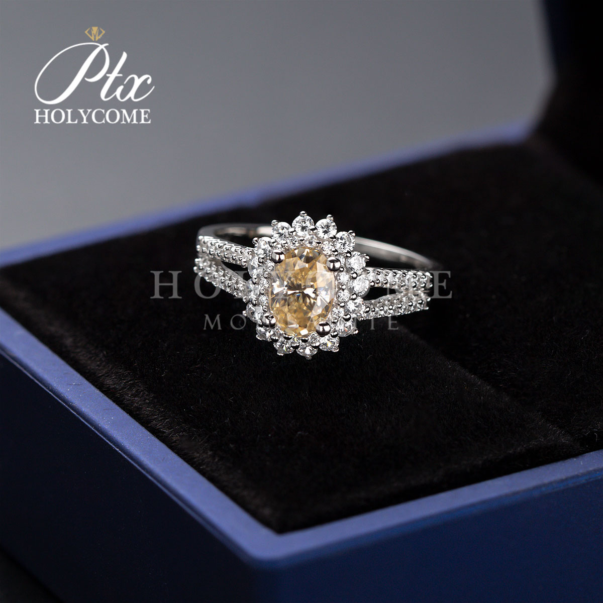 High Quality Fine Wholesale Jewelry Wedding Ring 1ct Champagne Moissanite More Style Fashion Jewelry Engagement Wedding Ring for Women