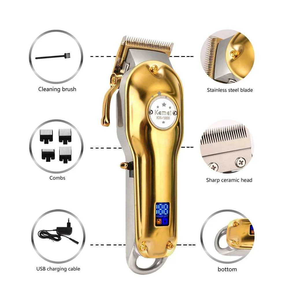 Kemei Hair Trimmer for Men Professional Hair Clipper Electric Razor Rechargeable Hair Cutting Machine KM-1986 ClippersXJ250624