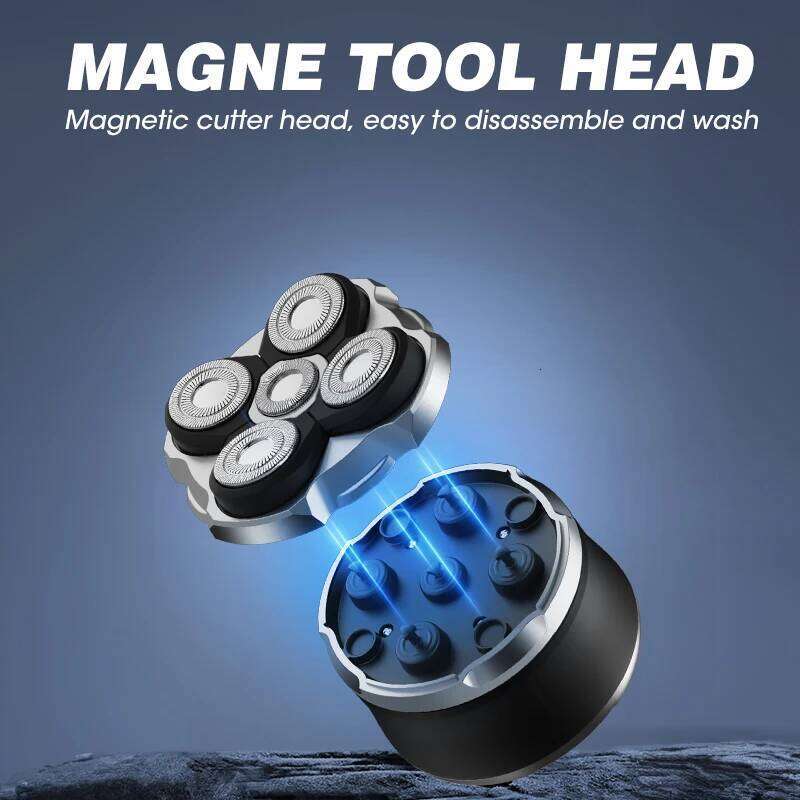 RESUXI Rq518 Men's Bald Head Magnetic Razor Wet/Dry Waterproof Cordless Electric Shaver Trimmer Hine