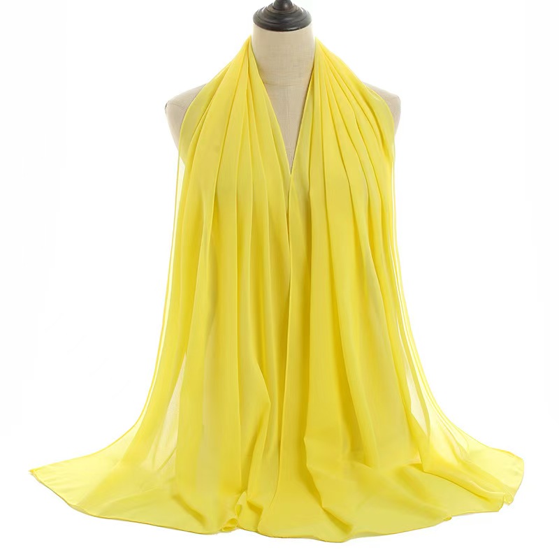 T1054 Plain Pearl Chiffon Women's Head Scarf Scarf Gauze Scarf Long Scarf