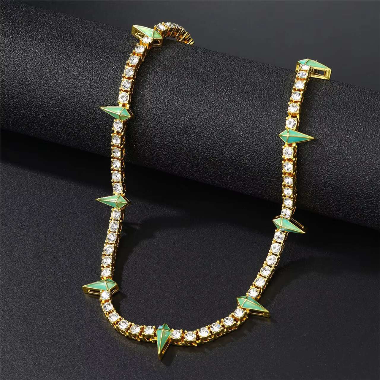 Colorful Hip Hop Street Style Tennis Chain Necklace Stylish Moissanite Jewelry