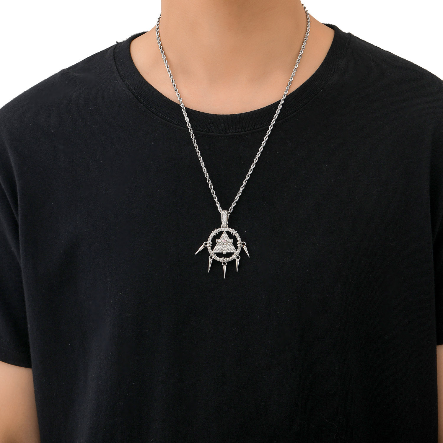 Men's Hip Hop Moissanite Millennium Wisdom Wheel Pendant Iced Out Round Tassel Necklace Accessory Pass the diamond tester
