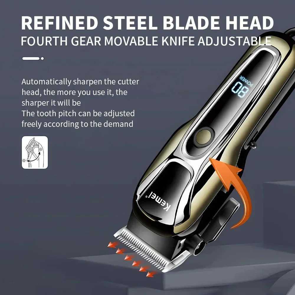 Kemei KM-PG1990A USB Rechargeable Electric Hair Clipper Professional Cordless Mens Hair Trimmer Mens Hair Cutting Machine Barber XJ250624