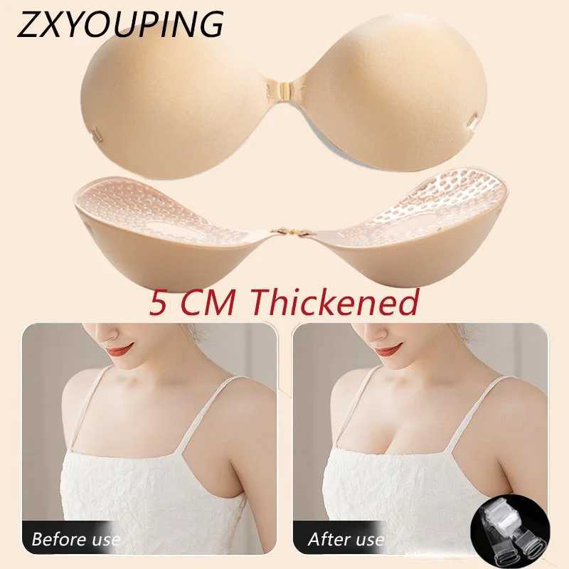 Push Up Bra Strapless 5cm Thick Adhesive Bra Padded Nipple Tape Reusable Invisible Nipple cover silicone bra Free Bra StrapW250624