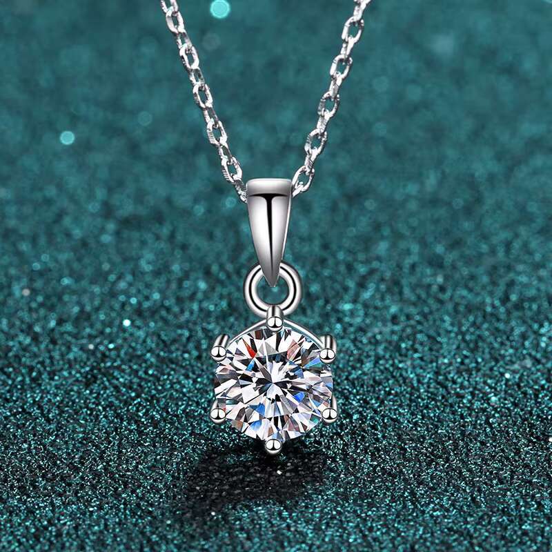 Classic Six Claw Moissanite Jewelry Luxury Collar Chain White Gold Plated 925 Sterling Silver 1ct 5ct Diamond Pendant Necklace