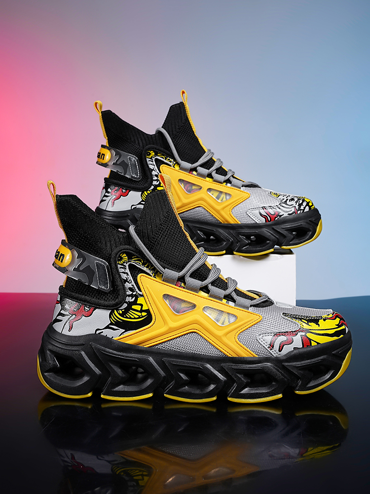 2427-New Tank Sole Sports Men's Running Shoes Fly Woven Mesh Breathable Men's Basketball Sneakers Anti-Slip Running Shoes Breathable Walking