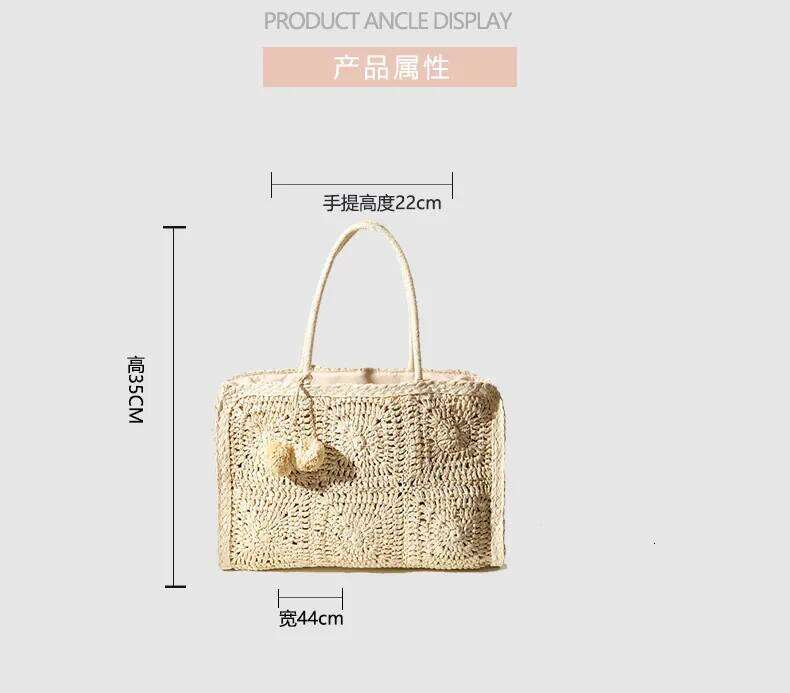 2021 New Hollow Straw Woven Fashionable Large-Capacity Hair Ball Hand-Woven Casual One-Shoulder Portable Female Bag