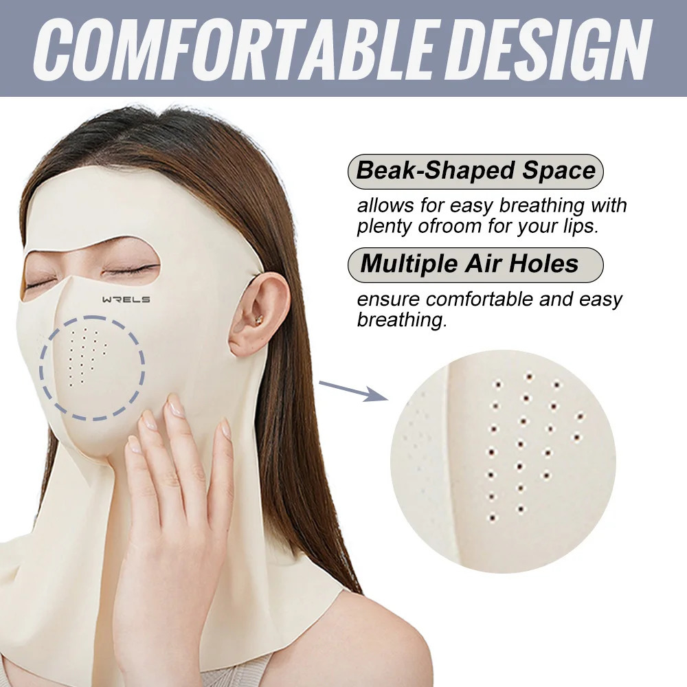 WRELS Anti UV Full Face Cover UPF 50 Summer Face Mask Breathable Sunscreen Sports Face Covering Sun Protection Face Mask 250624