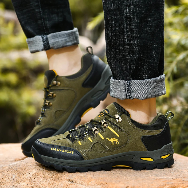 Green Men Hiking Shoes Platform AntiSlip Mens Trekking Sneakers Outdoor Mountaineering Climbing Man Walking 250624