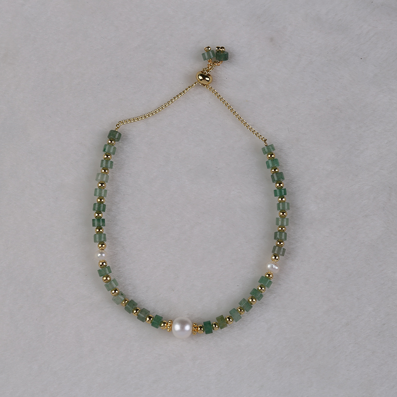 Handcrafted Natural Freshwater Pearl & Jade Beaded Bracelet