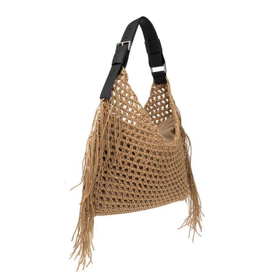 Bags Bohemian Beach Tote Bag For Women - Waterproof Nylon Crossbody Purse With Hollow Tassels, Boho Embroidery & Inner Pockets