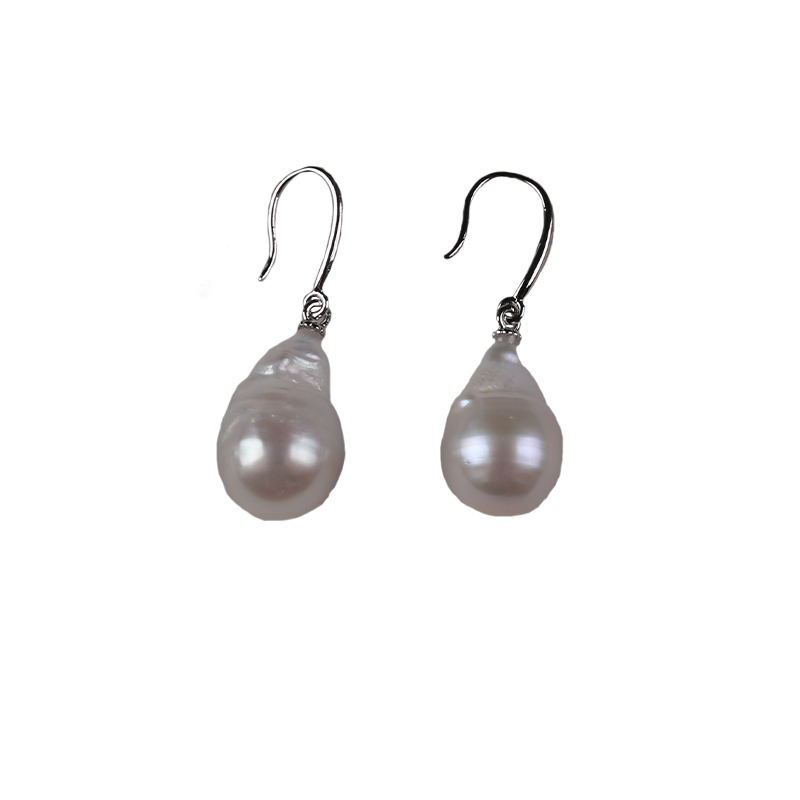 Elegant Freshwater Pearl Earrings - Pure White Drop Pendant