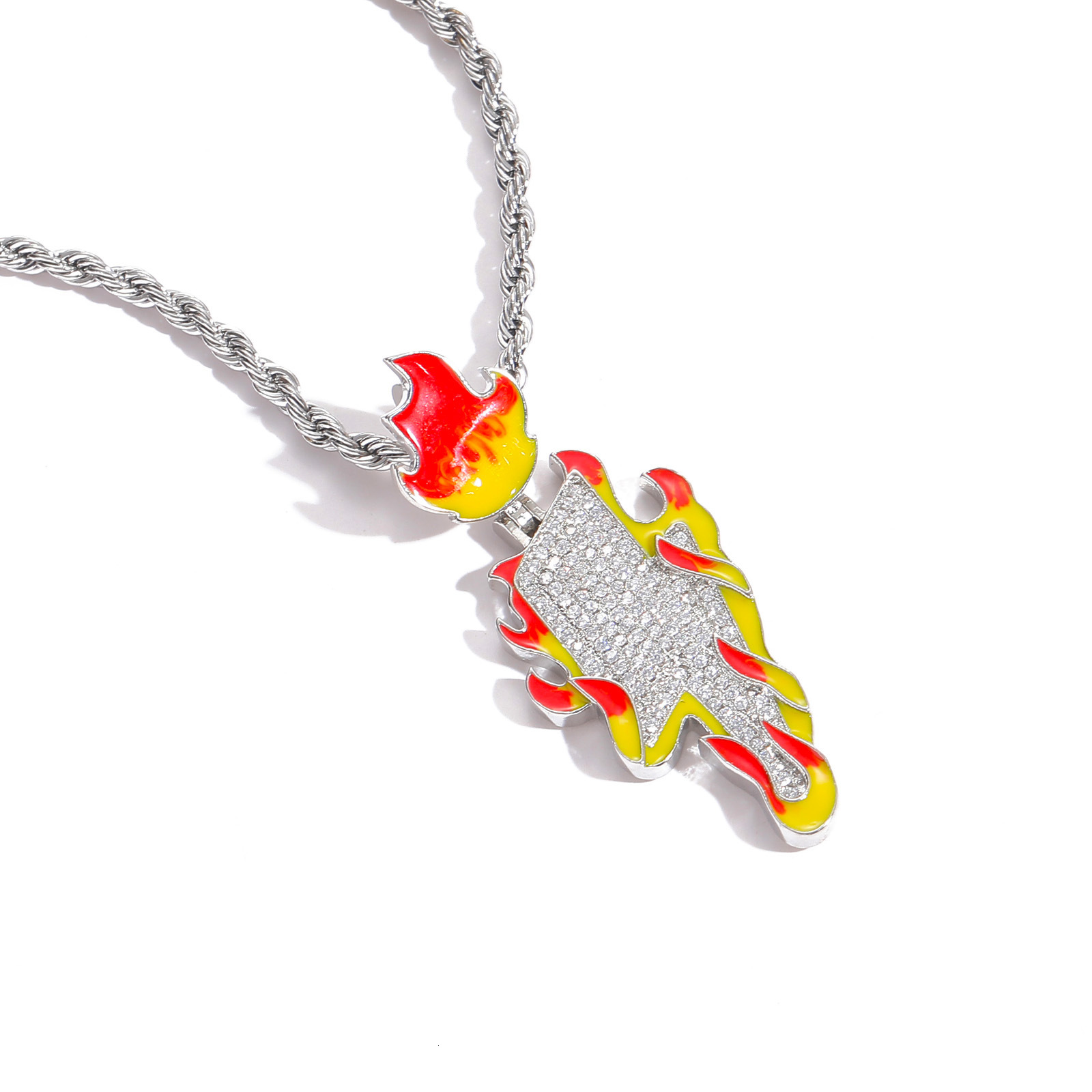 Luxury Fire Ice Lightning Moissanite Necklace Minimalist Street Cool Oil Drip Ice Out Bling Hip Hop Jewelry Pass the diamond tester