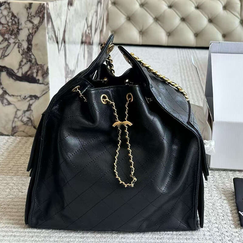 Designer Shoulder Bags Hobo Suede Grey Drawstring Chain Bucket Bag with 2 Pocket Large-capacity Genuine Leather Handbags Totes 30cm